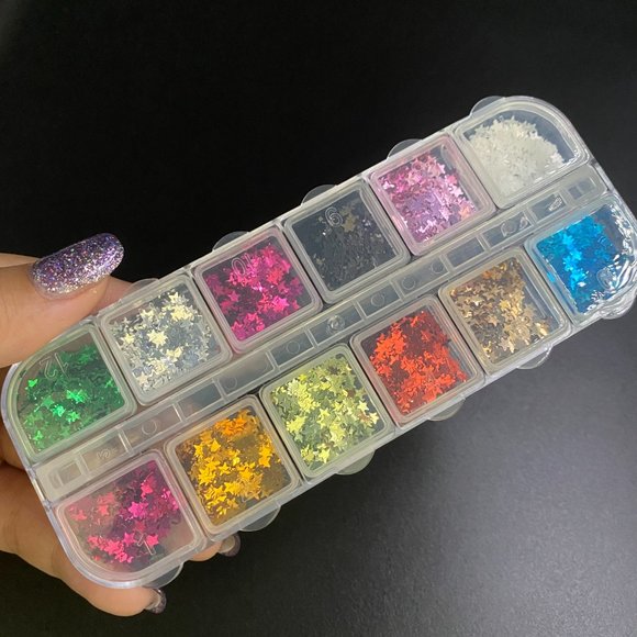 Star Shape Nail Art Glitter Flakes 3D - Picture 2 of 4